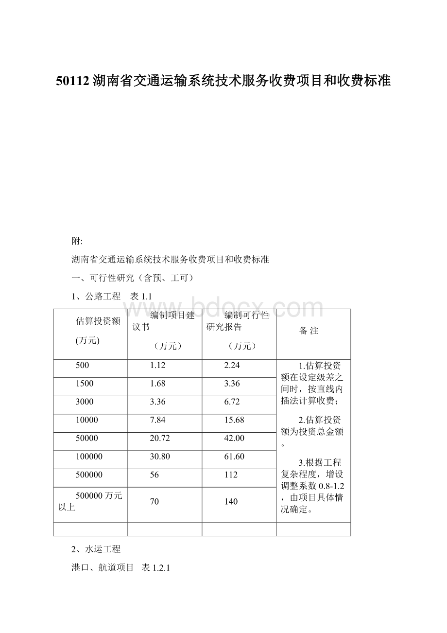 50112湖南省交通运输系统技术服务收费项目和收费标准.docx_第1页