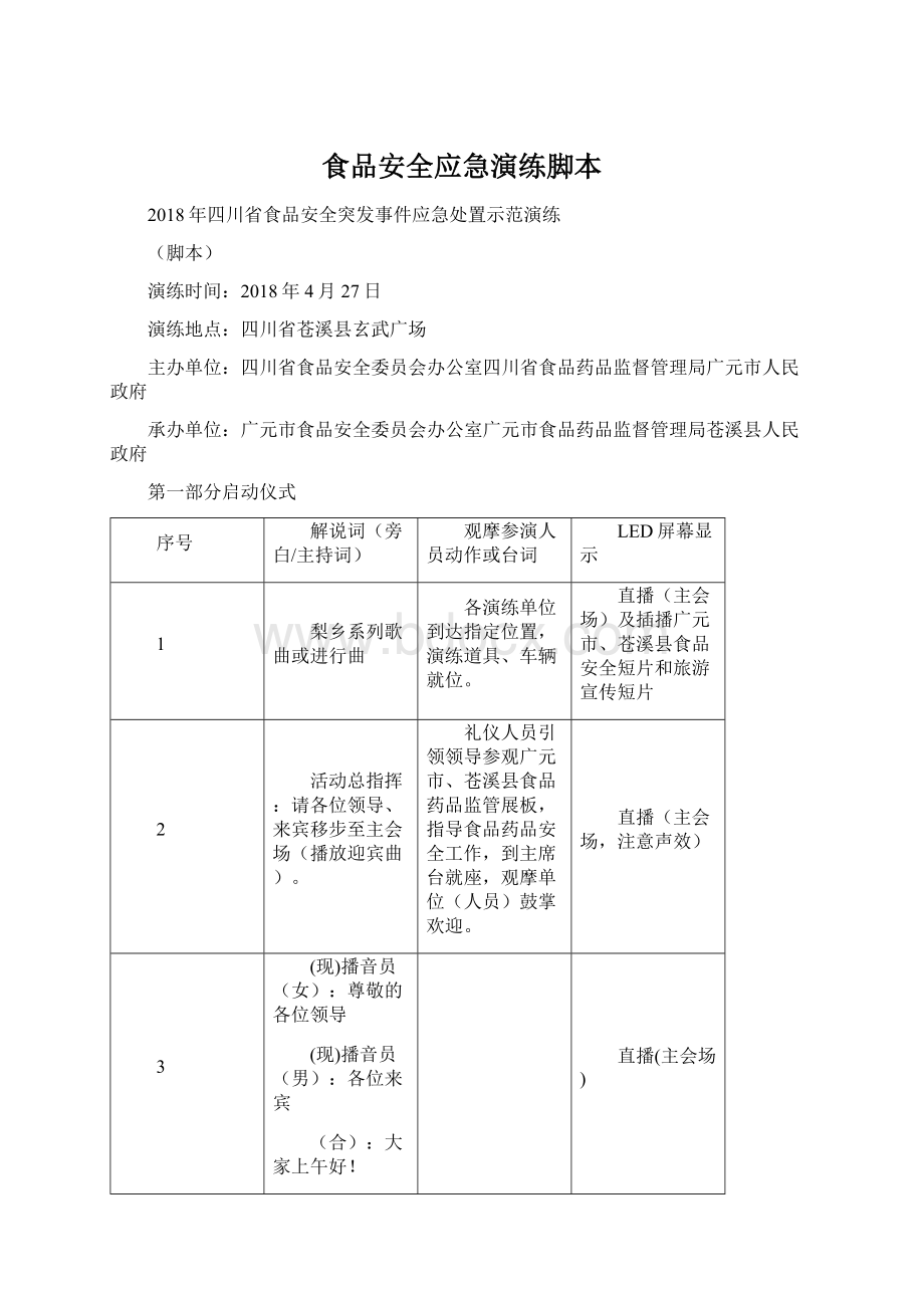 食品安全应急演练脚本.docx_第1页