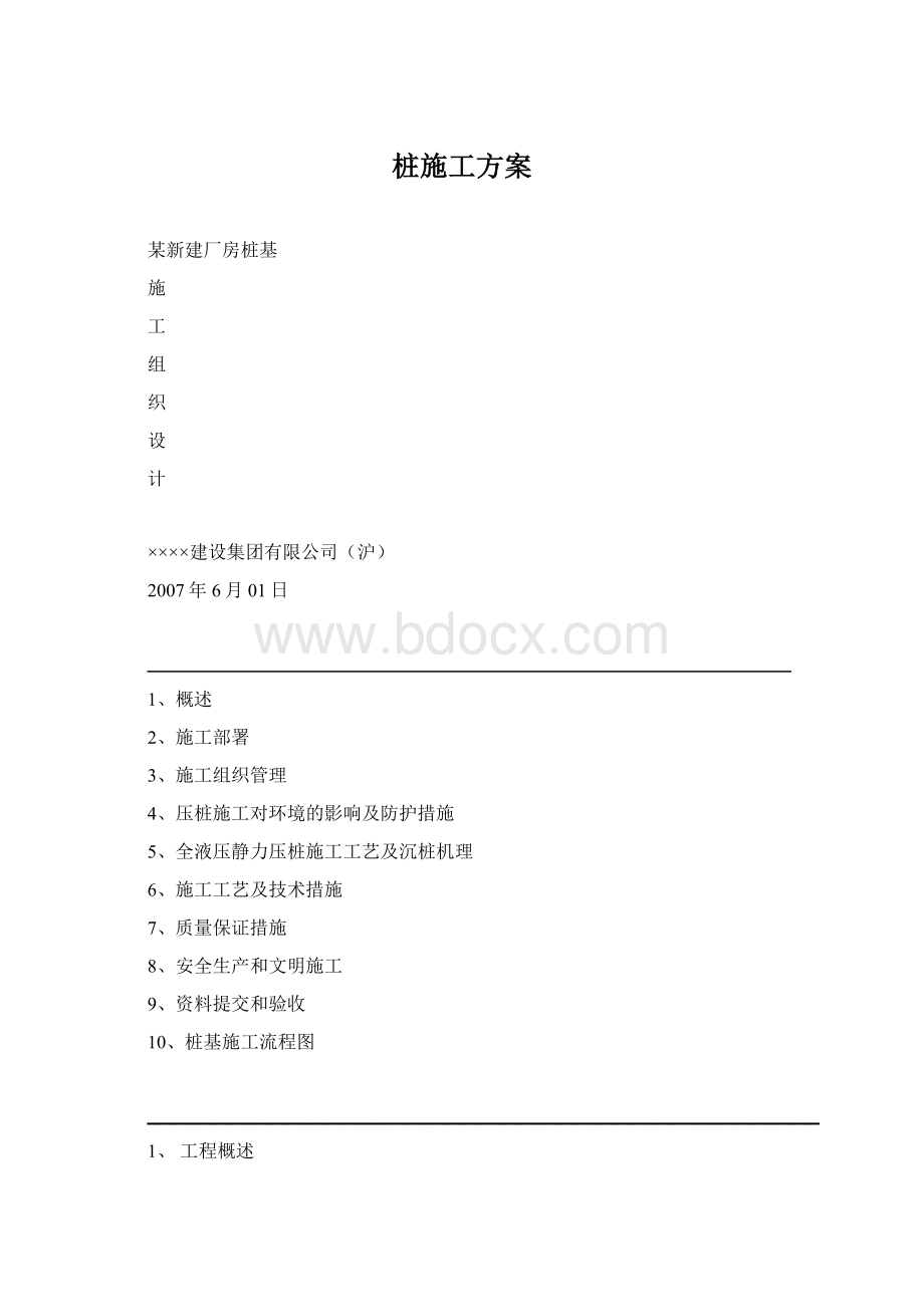 桩施工方案Word格式.docx