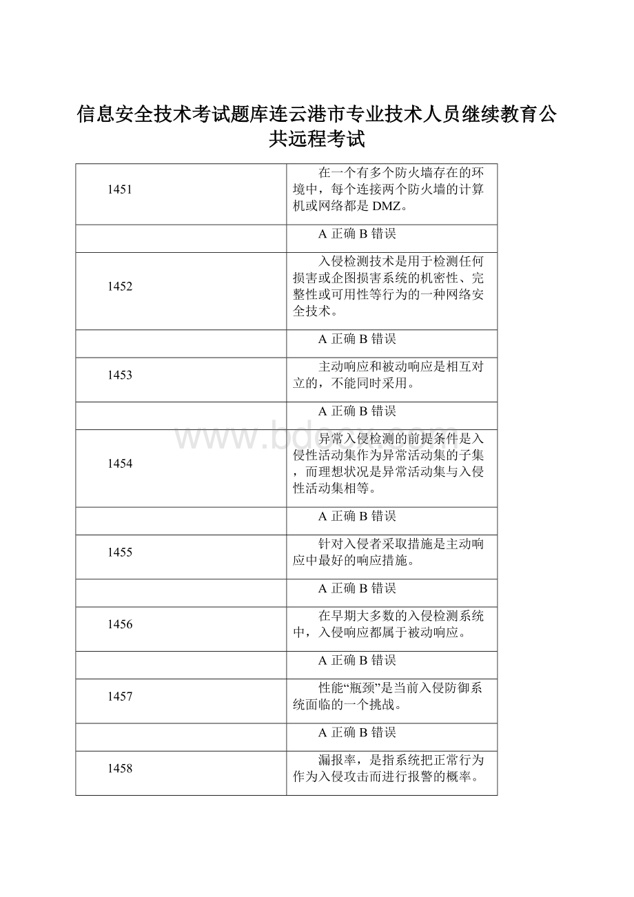 信息安全技术考试题库连云港市专业技术人员继续教育公共远程考试.docx_第1页