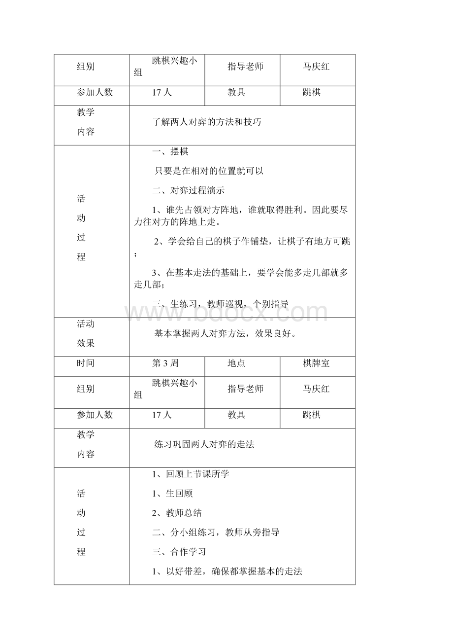 跳棋社团活动记录Word格式.docx_第2页