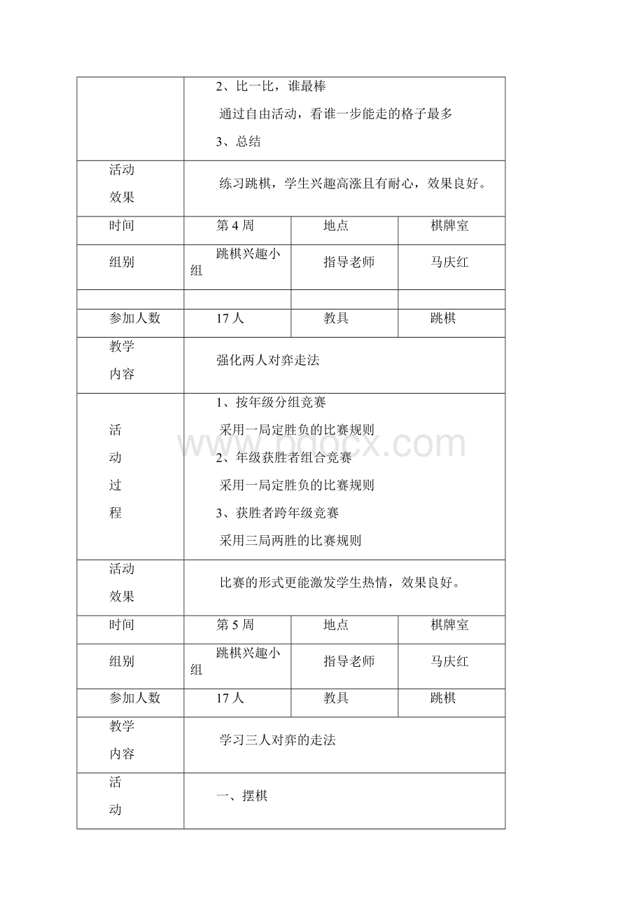 跳棋社团活动记录Word格式.docx_第3页