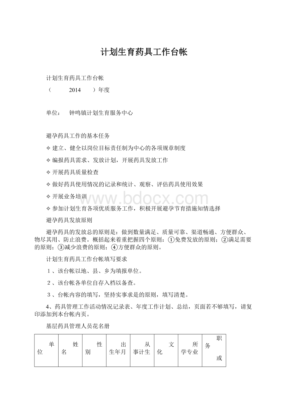 计划生育药具工作台帐.docx_第1页