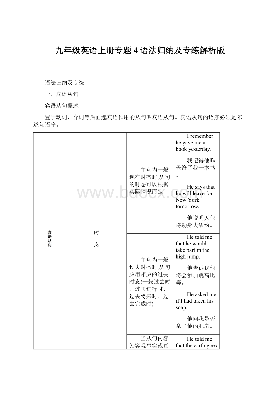 九年级英语上册专题 4 语法归纳及专练解析版.docx_第1页