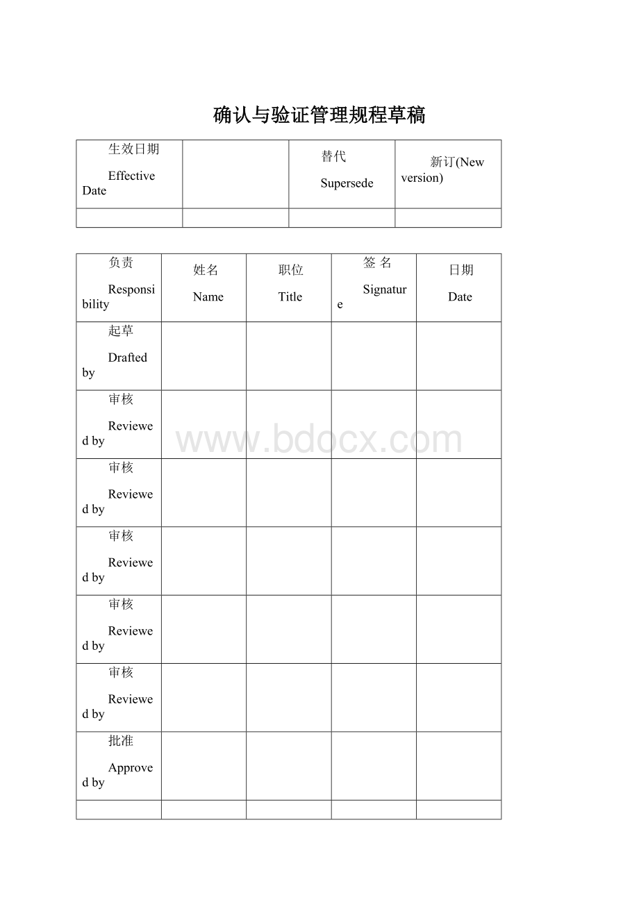 确认与验证管理规程草稿.docx_第1页