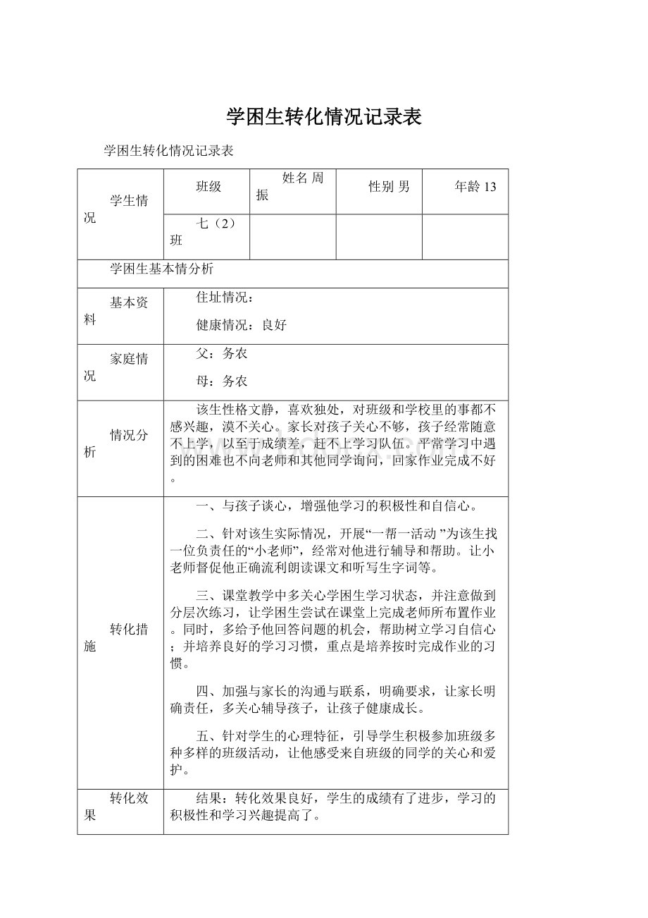 学困生转化情况记录表Word文件下载.docx_第1页