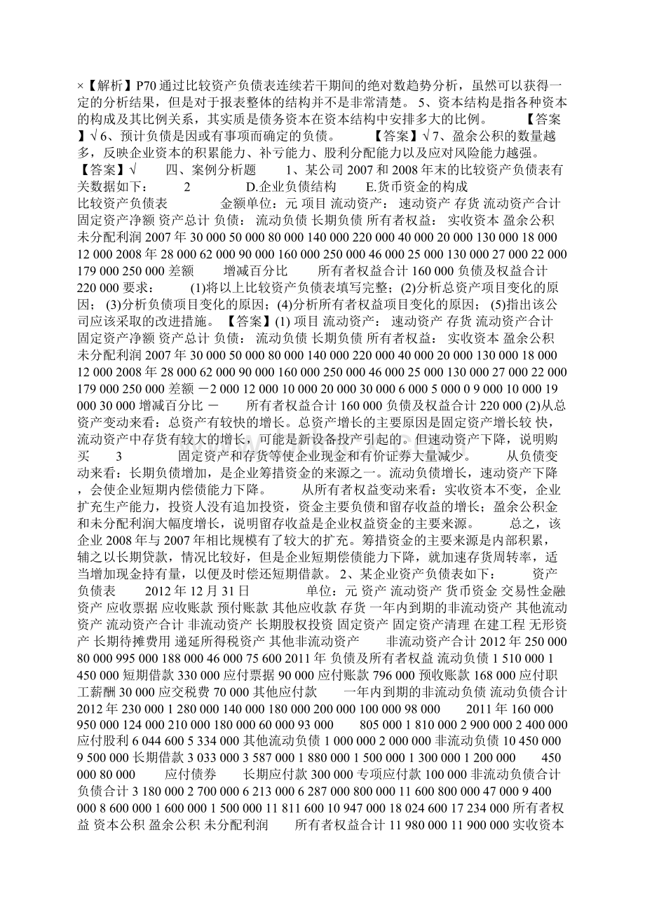 完整word版资产负债表分析试题含答案推荐文档.docx_第2页