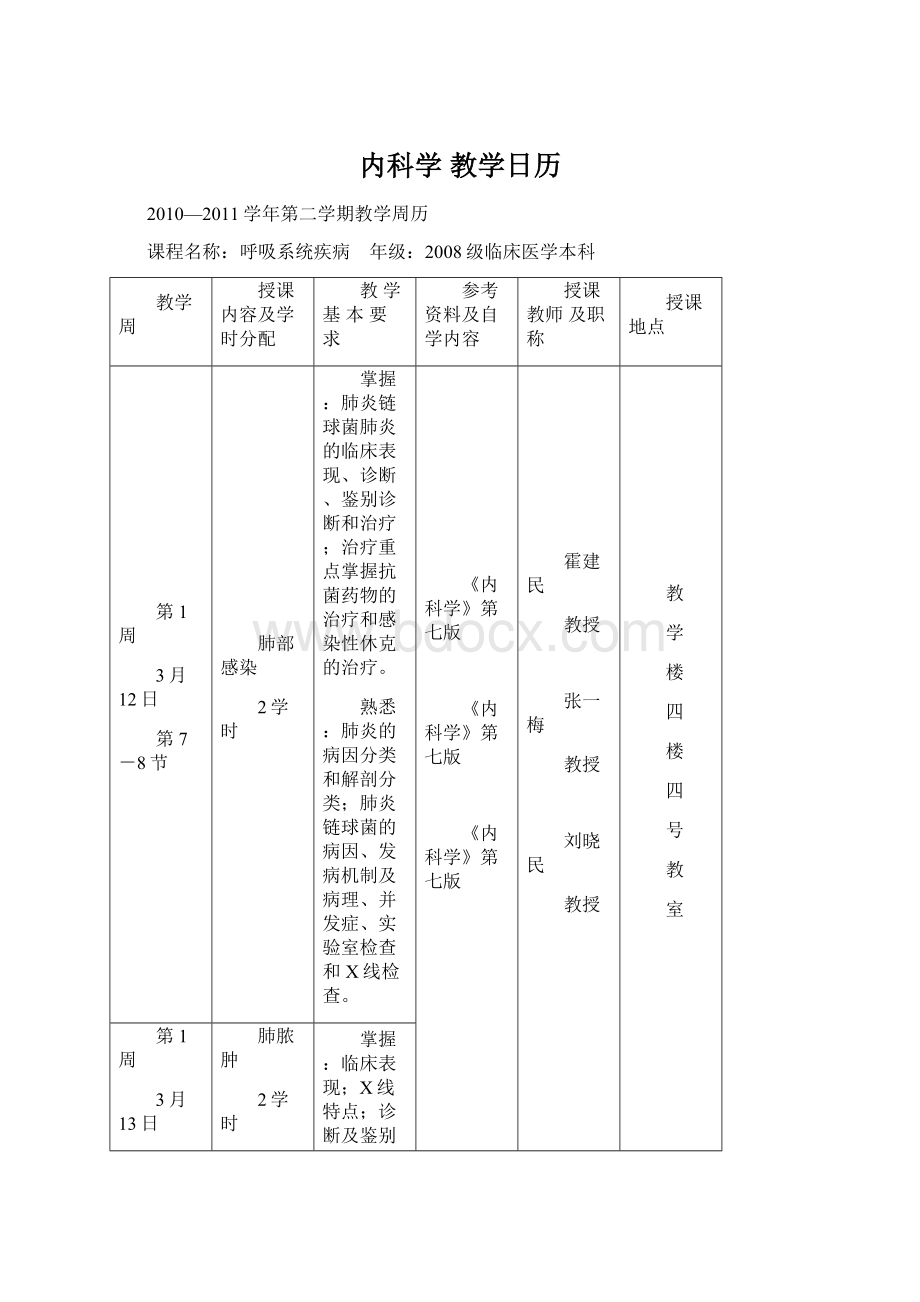 内科学教学日历.docx_第1页