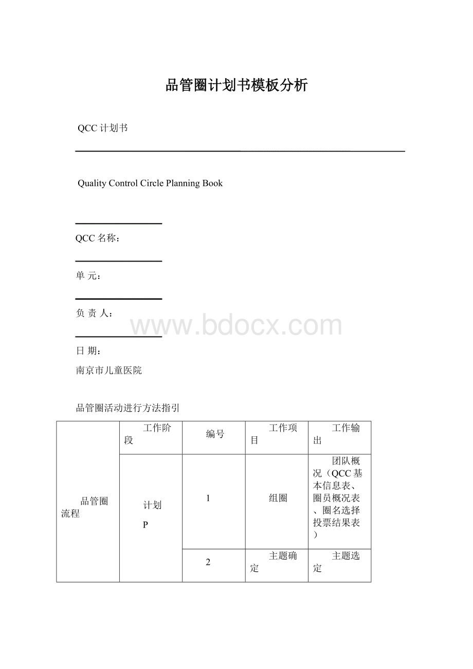 品管圈计划书模板分析Word文档格式.docx