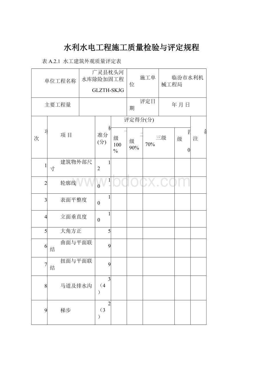 水利水电工程施工质量检验与评定规程.docx