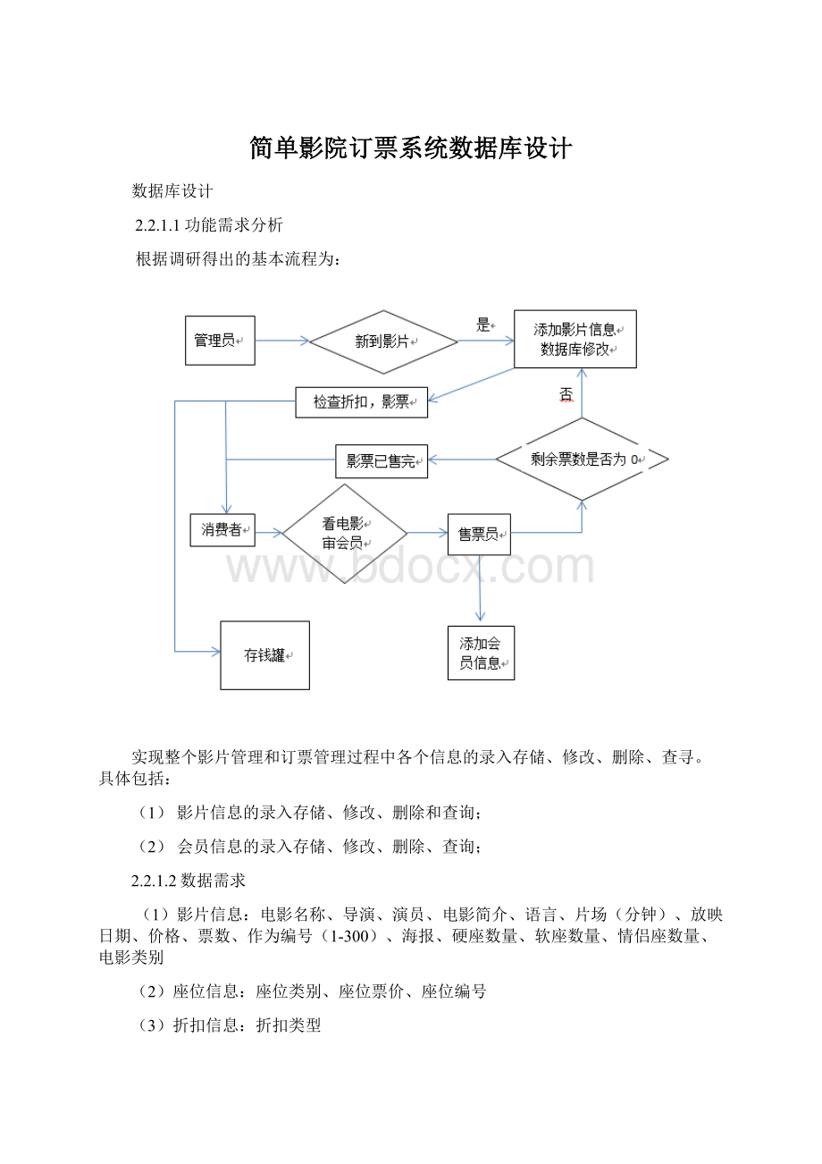 简单影院订票系统数据库设计Word格式.docx