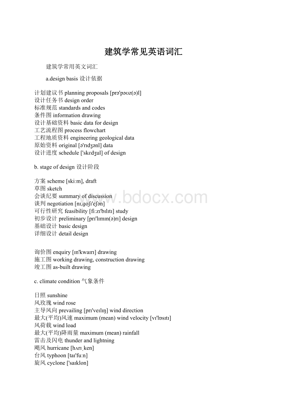 建筑学常见英语词汇Word格式文档下载.docx