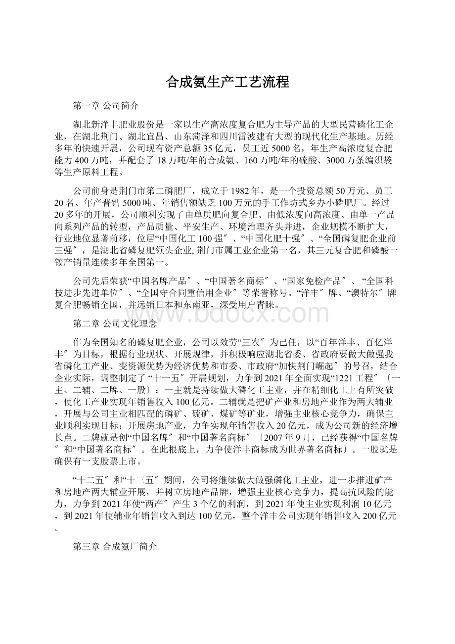 合成氨生产工艺流程文档格式.docx