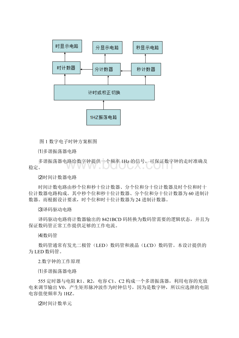 数电课程设计数字电子时钟.docx_第2页