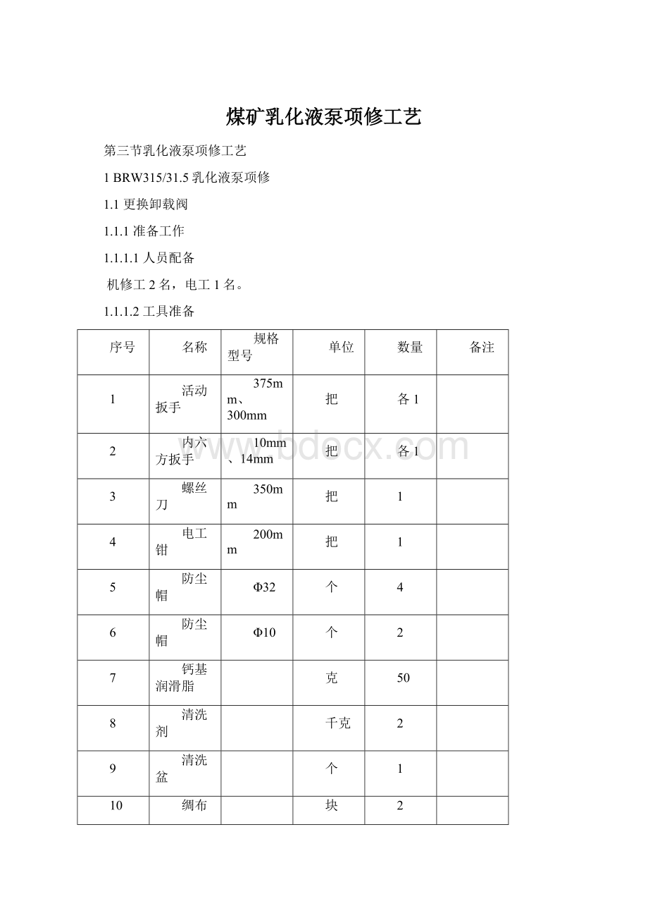 煤矿乳化液泵项修工艺.docx