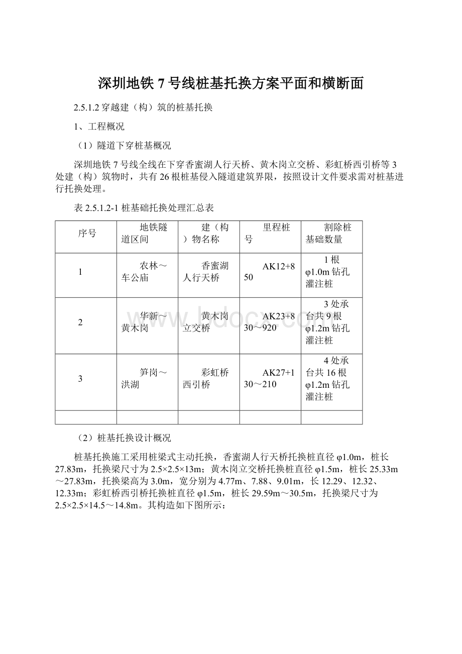 深圳地铁7号线桩基托换方案平面和横断面.docx