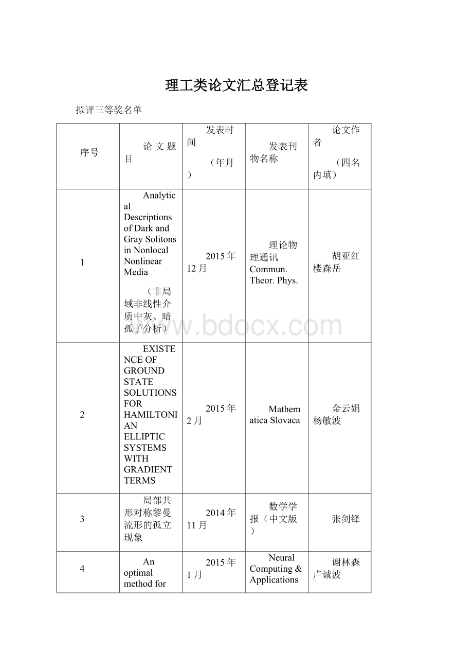 理工类论文汇总登记表.docx_第1页