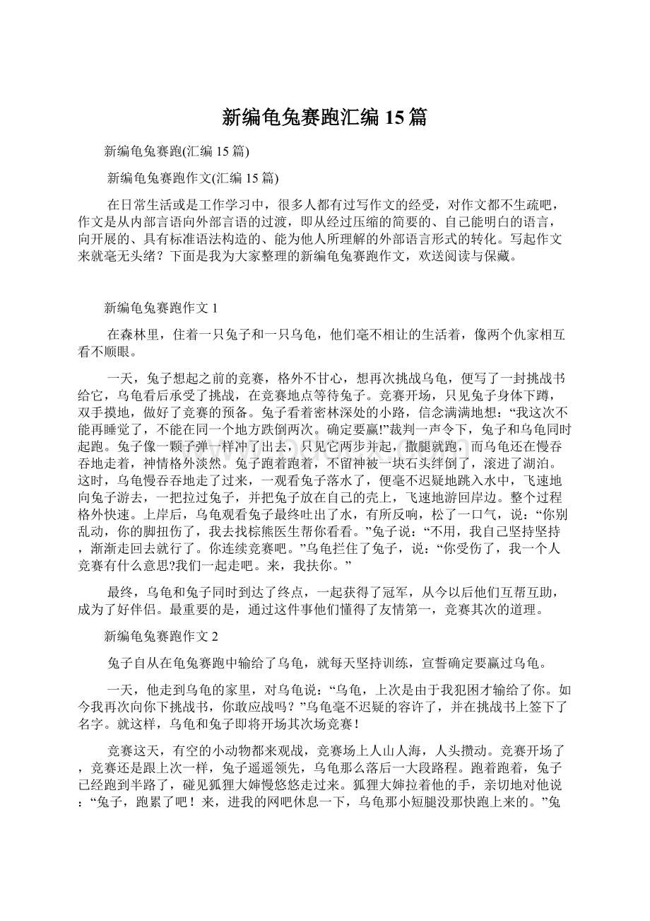 新编龟兔赛跑汇编15篇.docx