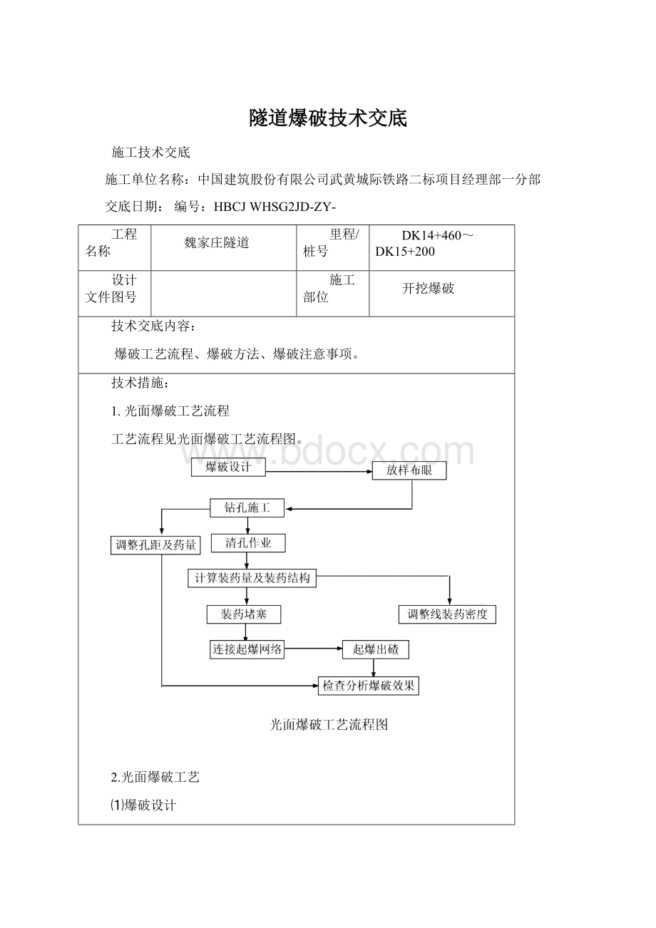 隧道爆破技术交底Word下载.docx_第1页