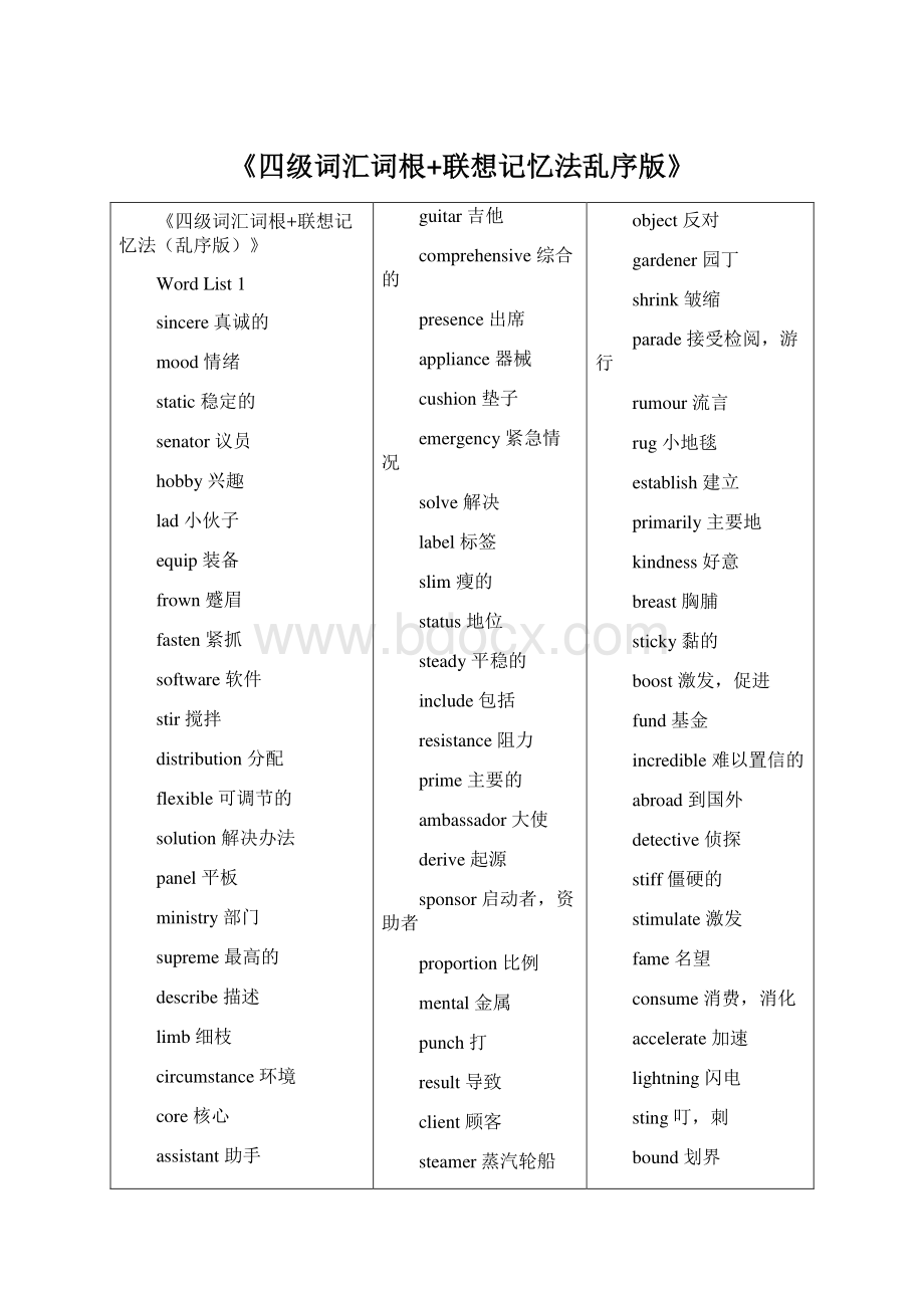 《四级词汇词根+联想记忆法乱序版》.docx_第1页