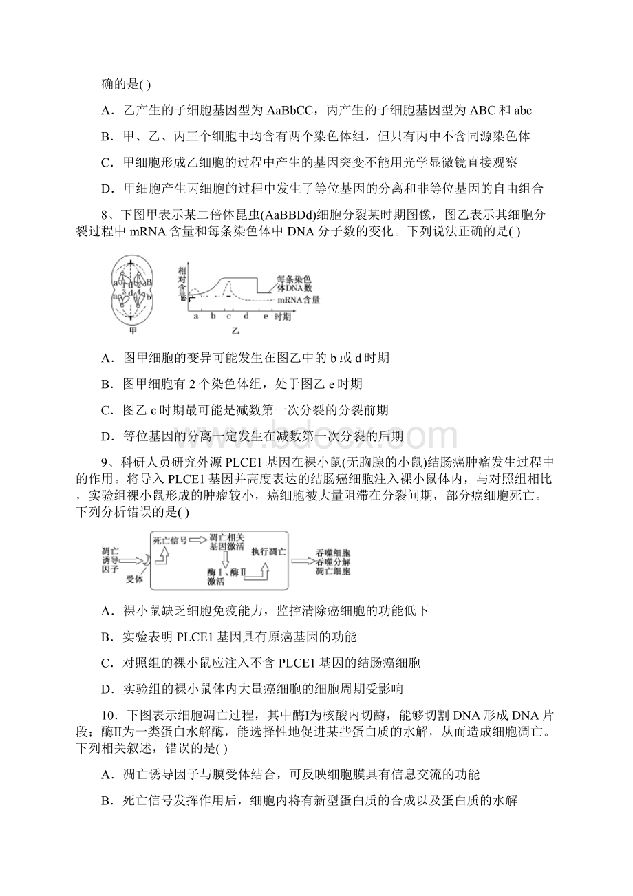 山东省青岛城阳第一中学学年高三上学期检测生物试题 Word版含答案.docx_第3页