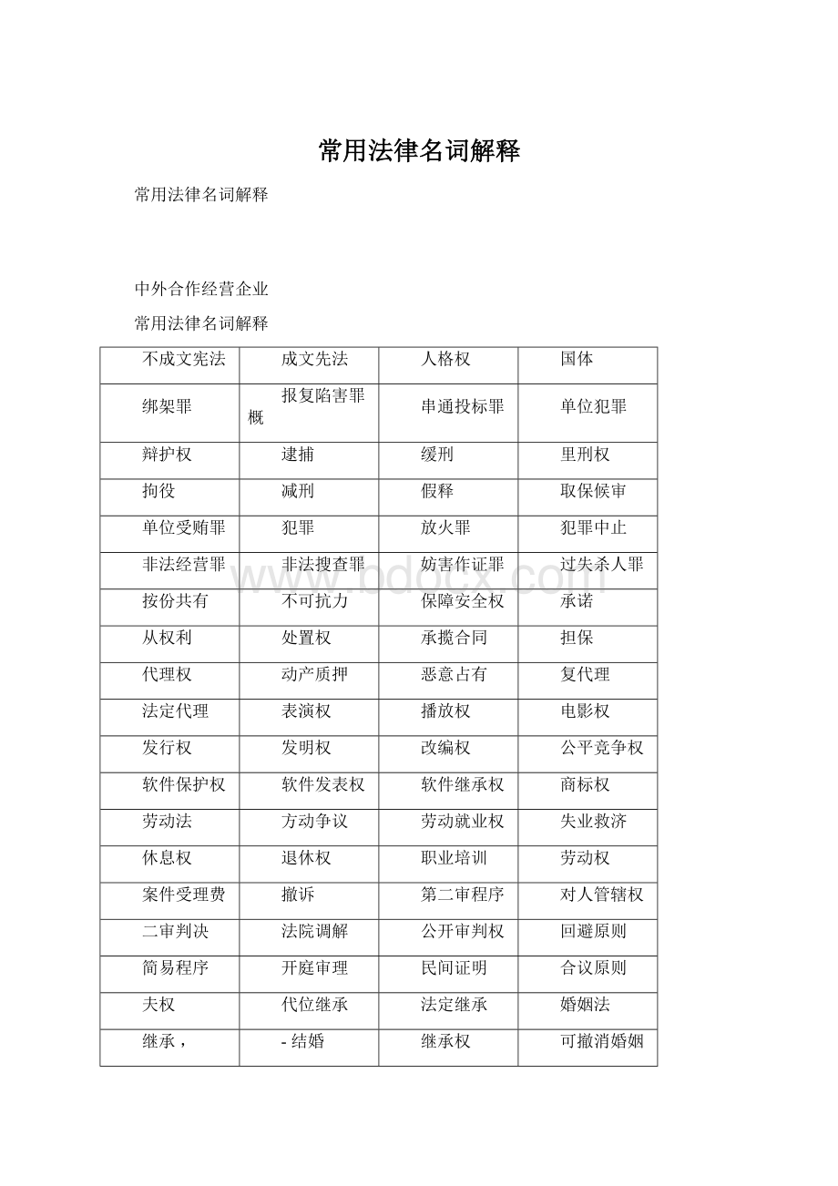 常用法律名词解释Word格式文档下载.docx_第1页