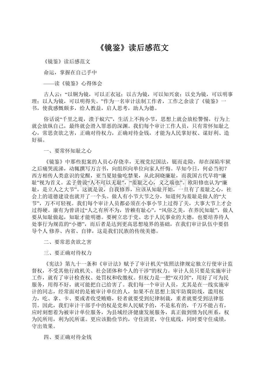 《镜鉴》读后感范文.docx