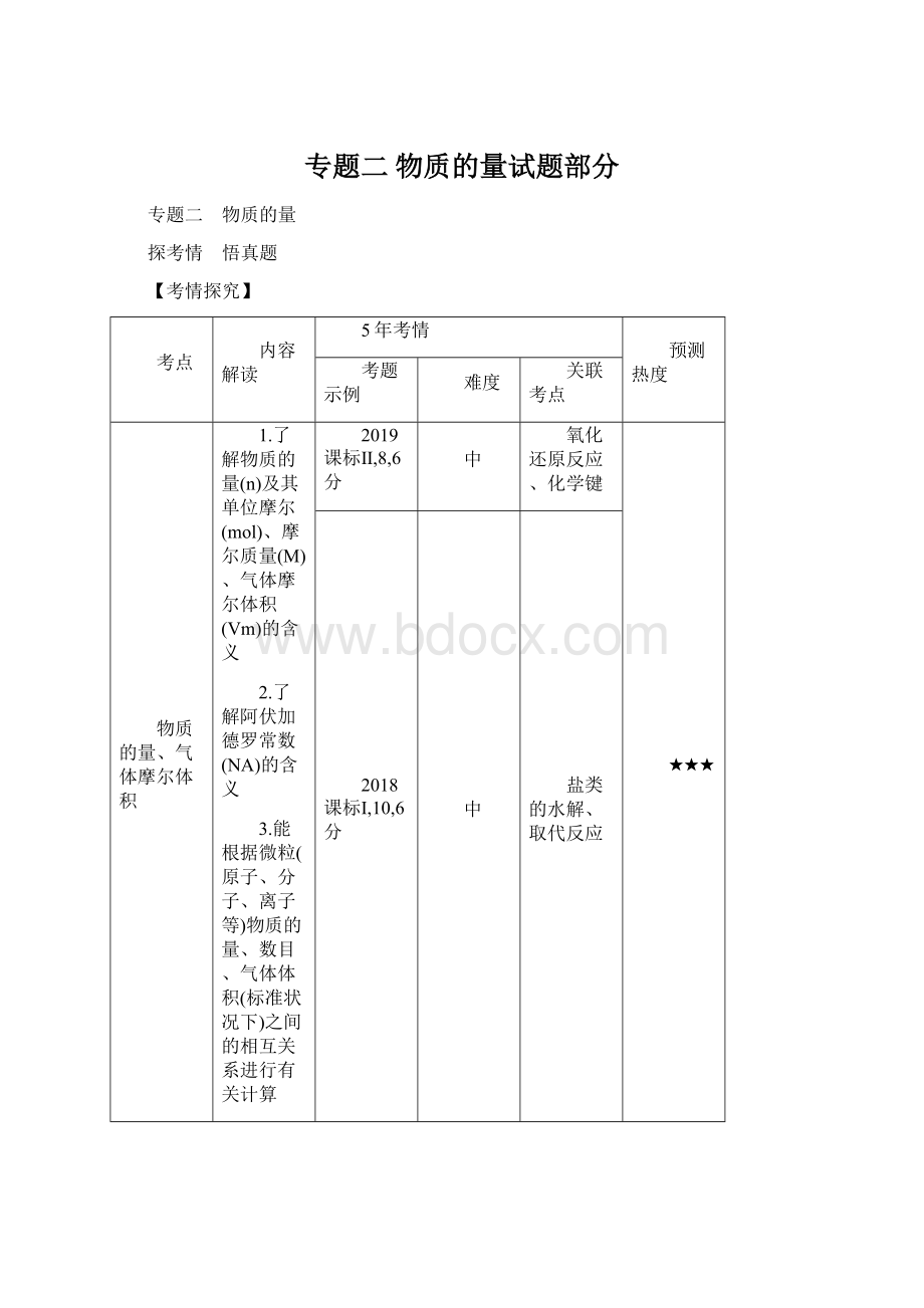 专题二 物质的量试题部分Word下载.docx