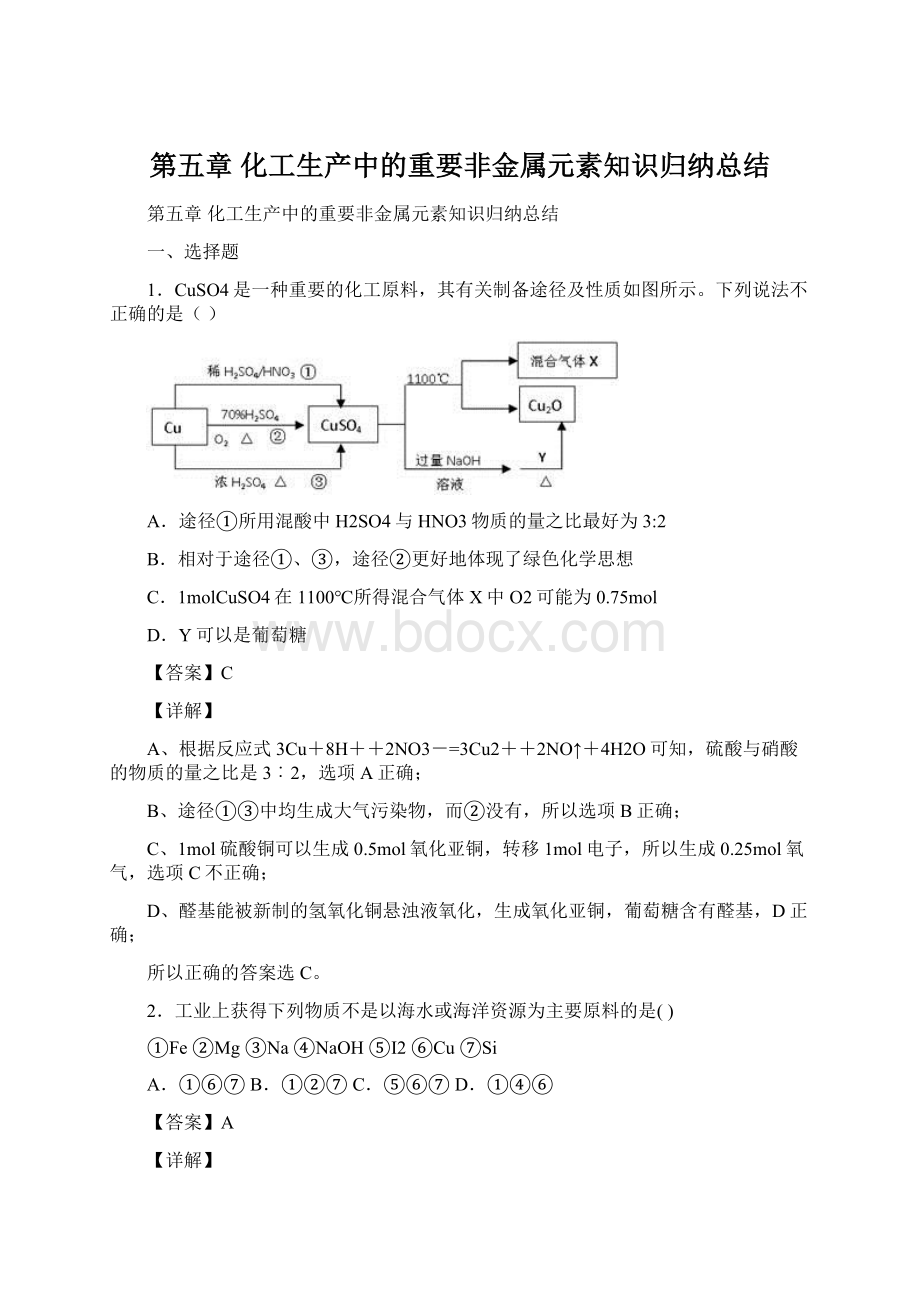 第五章 化工生产中的重要非金属元素知识归纳总结.docx_第1页