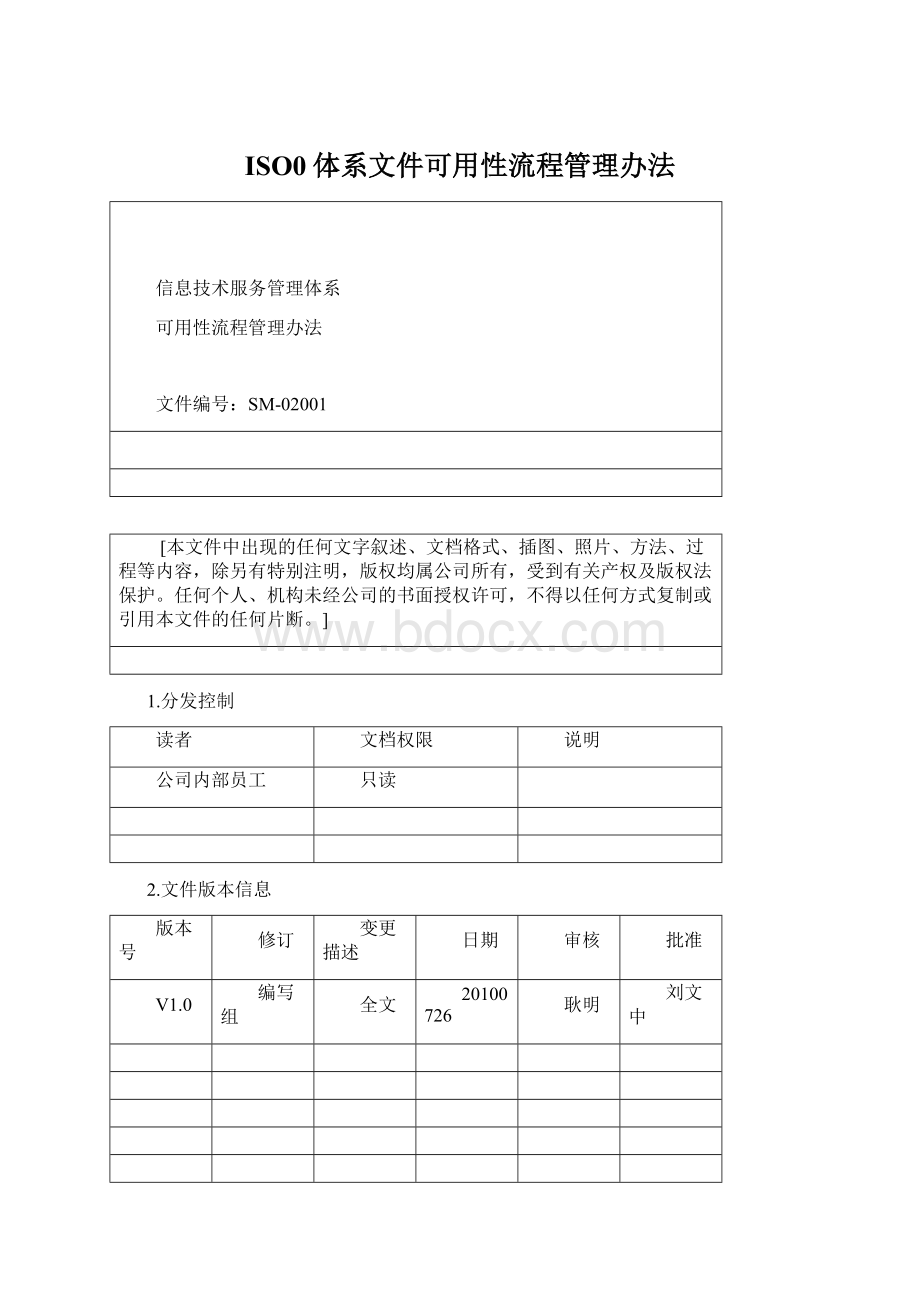 ISO0体系文件可用性流程管理办法.docx_第1页