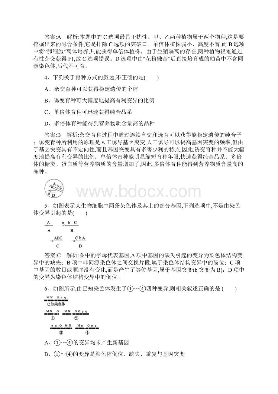 届高考生物一轮复习Word版含答案课时作业24染色体变异与育种.docx_第2页