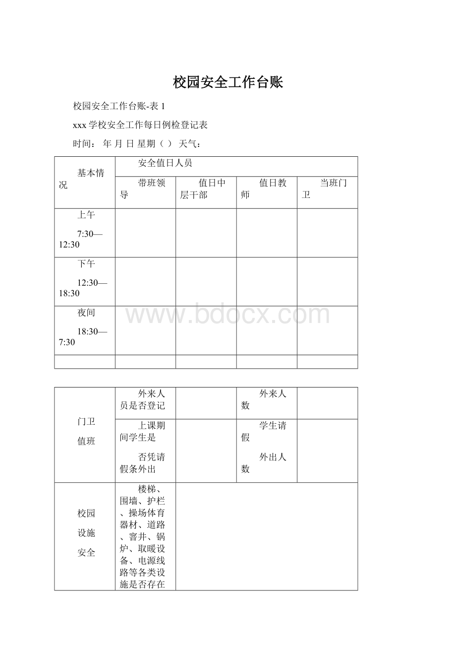 校园安全工作台账Word文件下载.docx