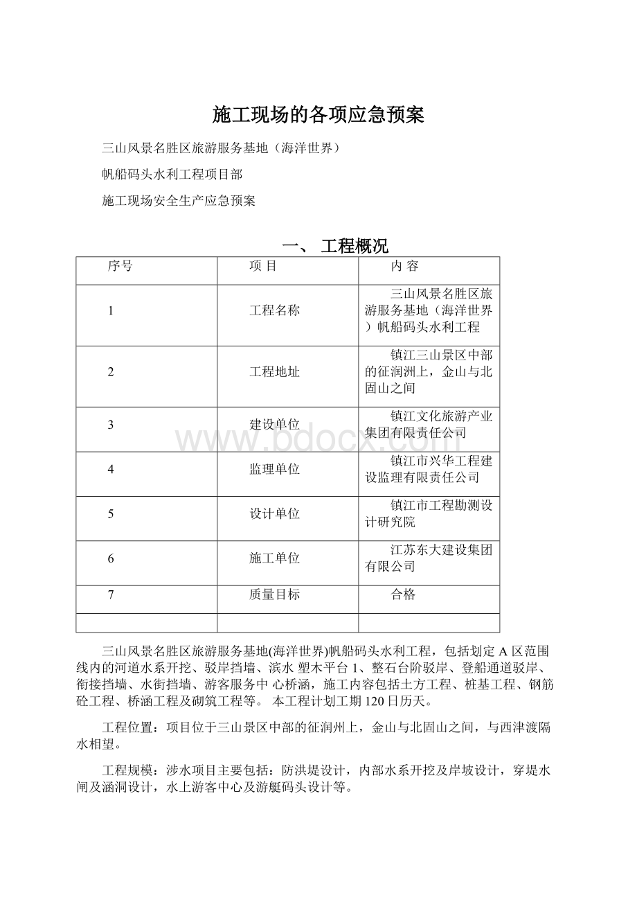 施工现场的各项应急预案.docx_第1页