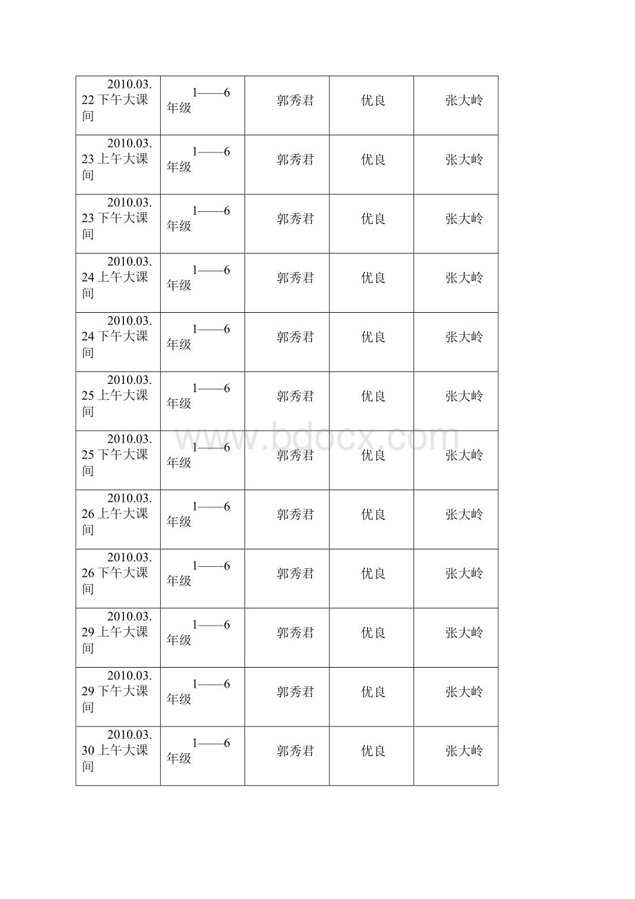 丹青小学一跑及广播体操检查记录.docx_第3页