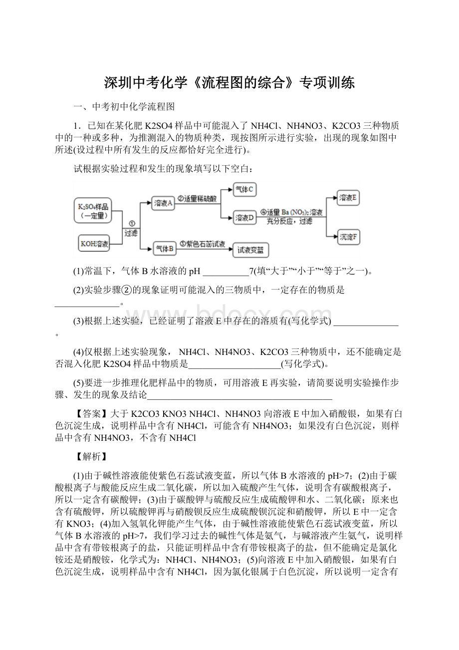 深圳中考化学《流程图的综合》专项训练.docx_第1页