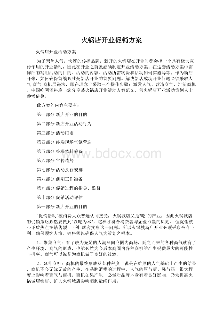 火锅店开业促销方案Word格式.docx