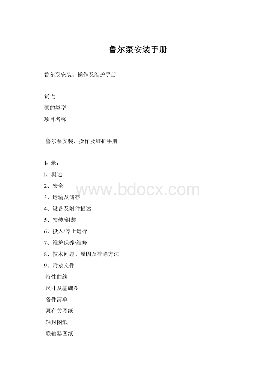 鲁尔泵安装手册Word格式.docx_第1页