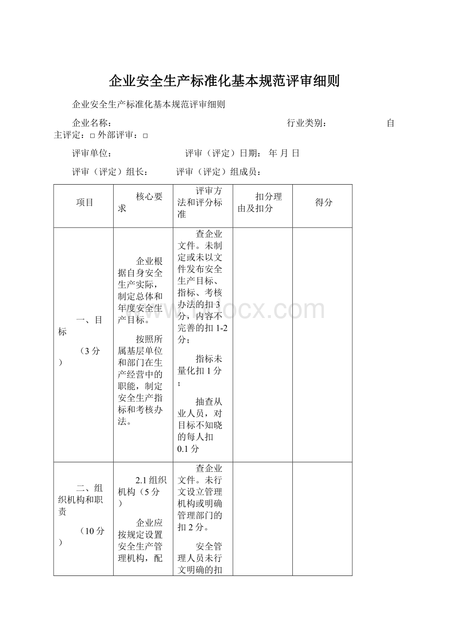 企业安全生产标准化基本规范评审细则Word格式文档下载.docx