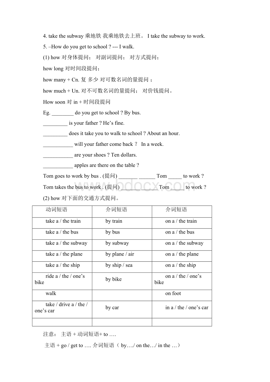 人教版英语七年级下册Unit 3How do you get to scho.docx_第3页