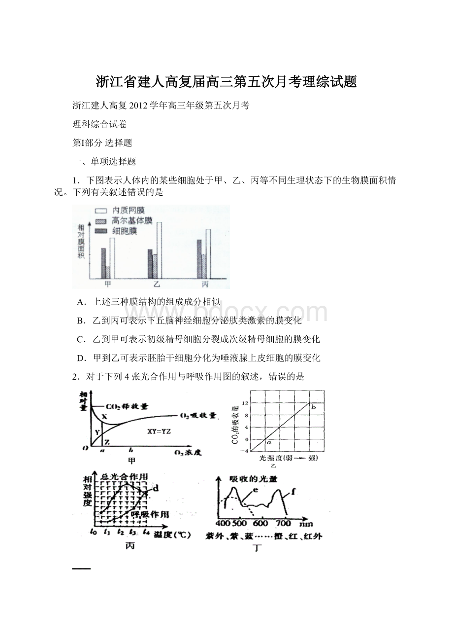 浙江省建人高复届高三第五次月考理综试题.docx_第1页