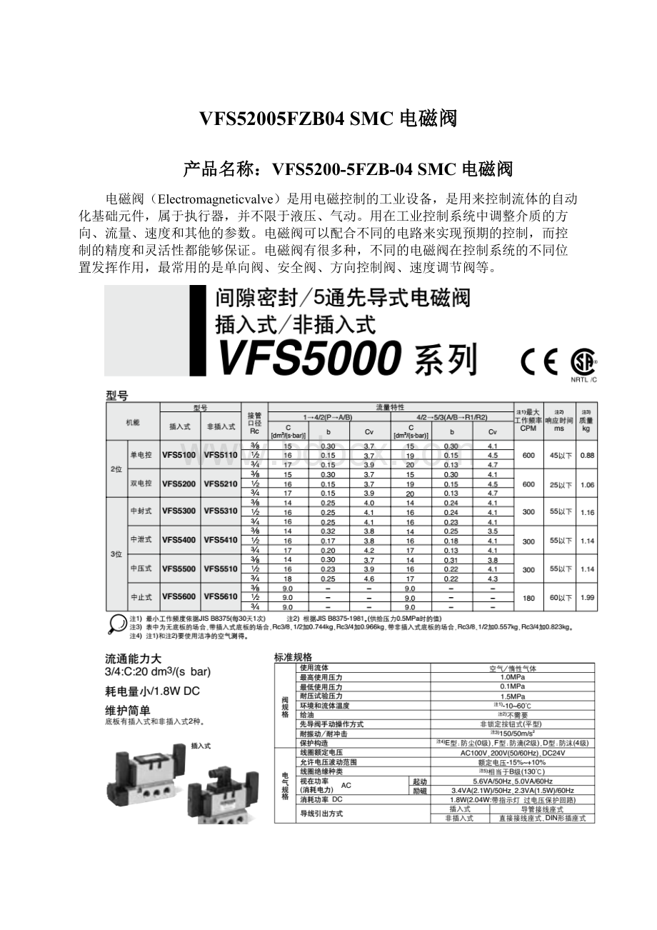 VFS52005FZB04 SMC电磁阀.docx