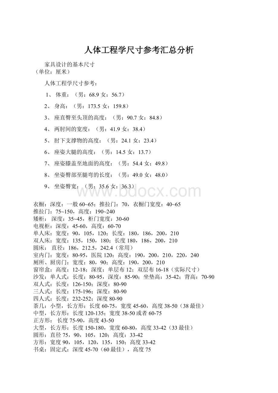 人体工程学尺寸参考汇总分析.docx_第1页