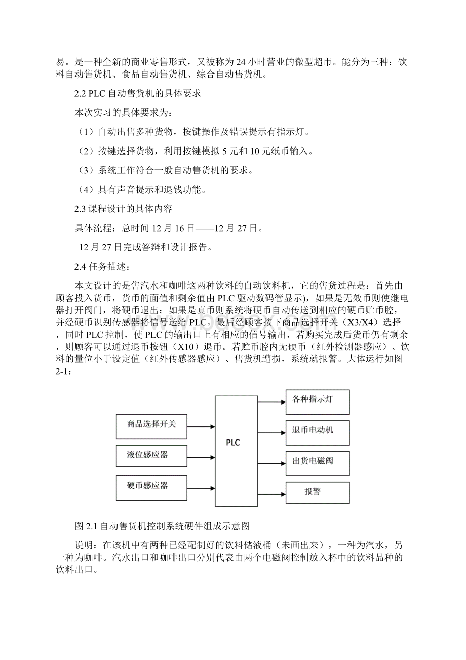 重庆 课程设计PLC自动售货机Word格式文档下载.docx_第2页