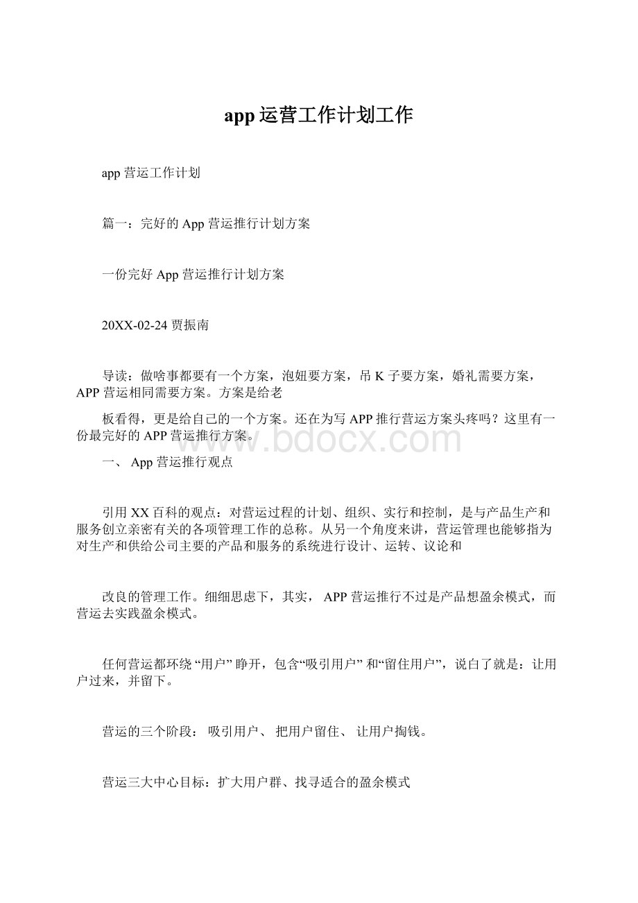 app运营工作计划工作Word格式文档下载.docx