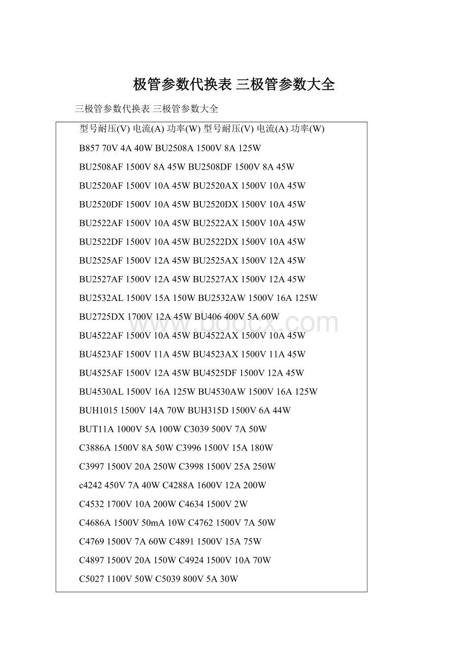 极管参数代换表 三极管参数大全.docx