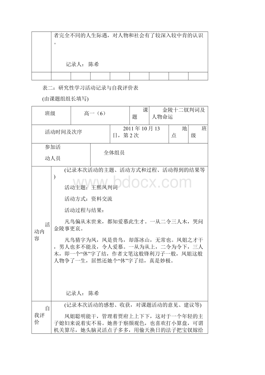 研究性学习全套资料开题报告及结题报告《红楼梦》金陵十二钗判词研究Word文档格式.docx_第3页