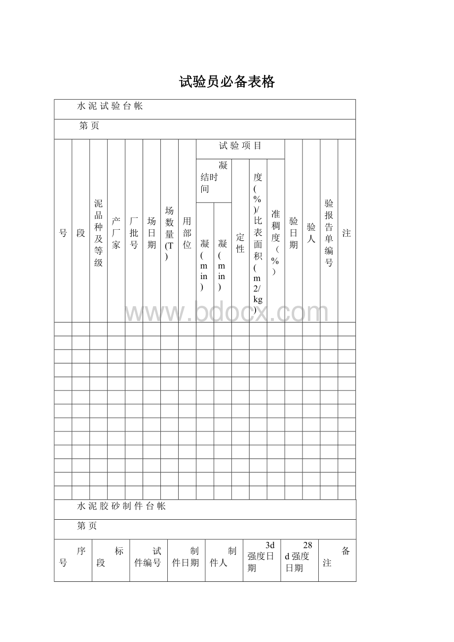 试验员必备表格.docx