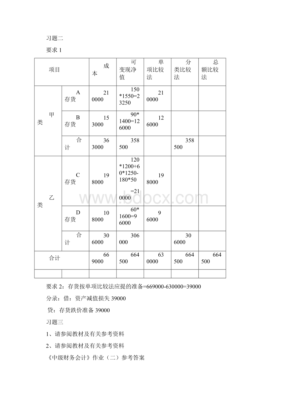 《中级财务会计》作业一参考答案.docx_第2页