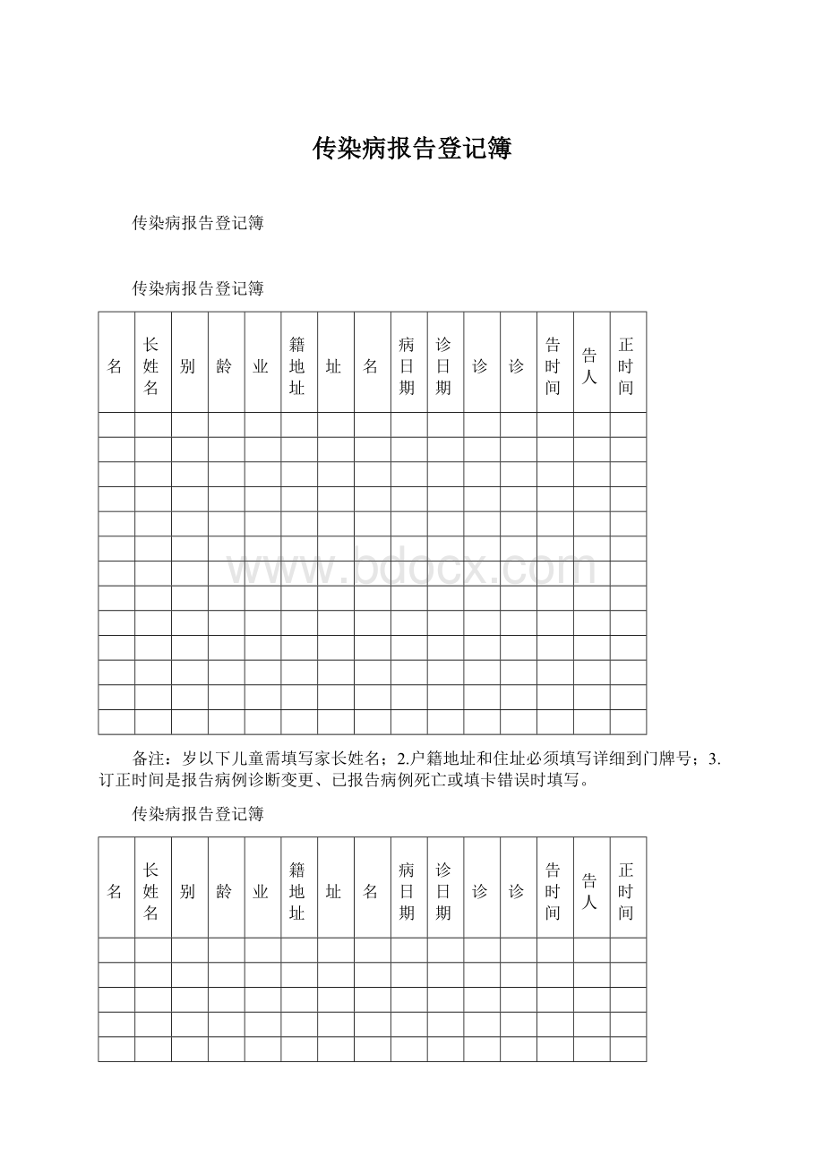 传染病报告登记簿.docx_第1页