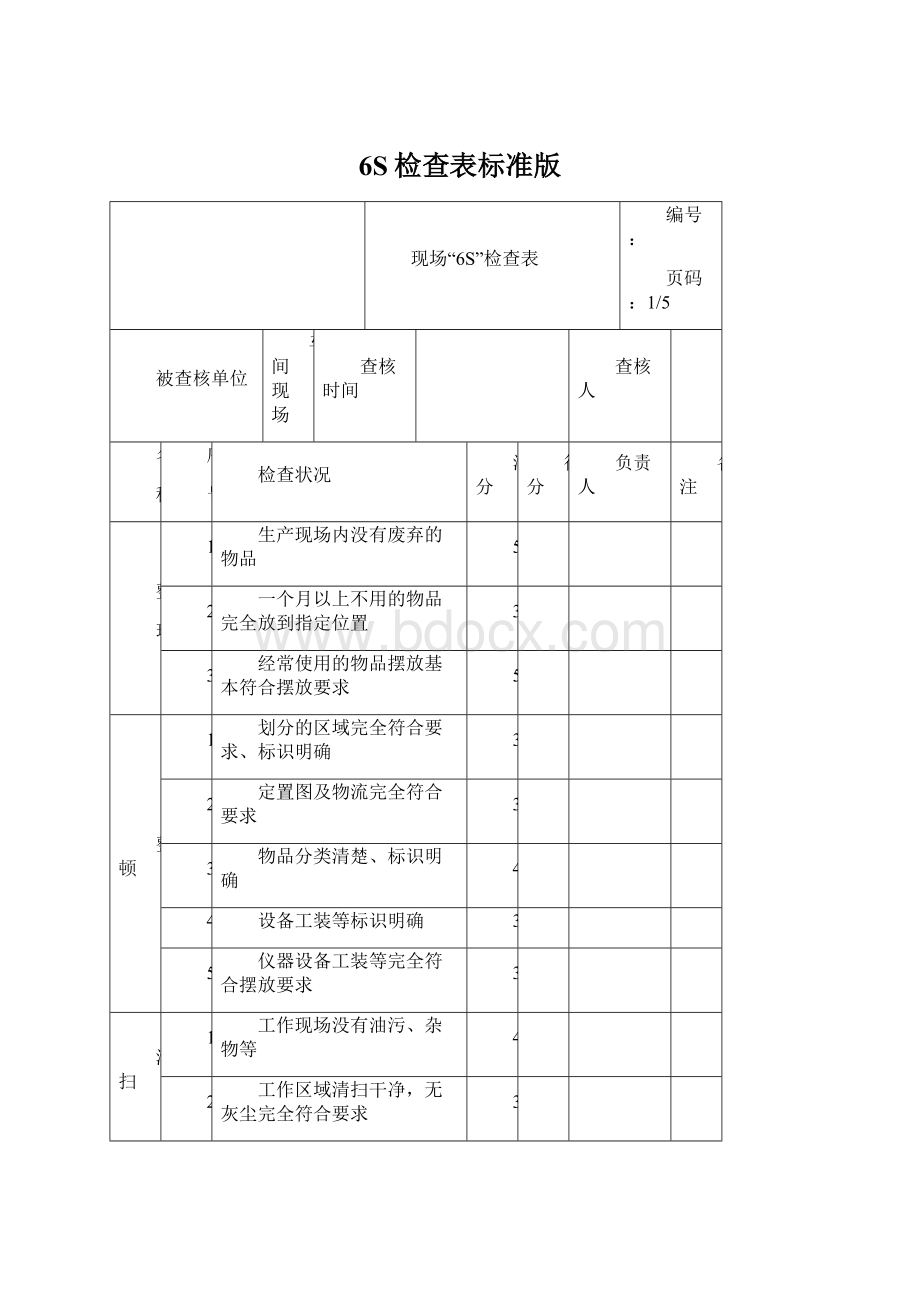 6S检查表标准版.docx_第1页